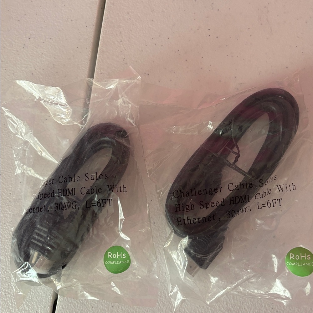2 Black High Speed HDMI 6ft cables.